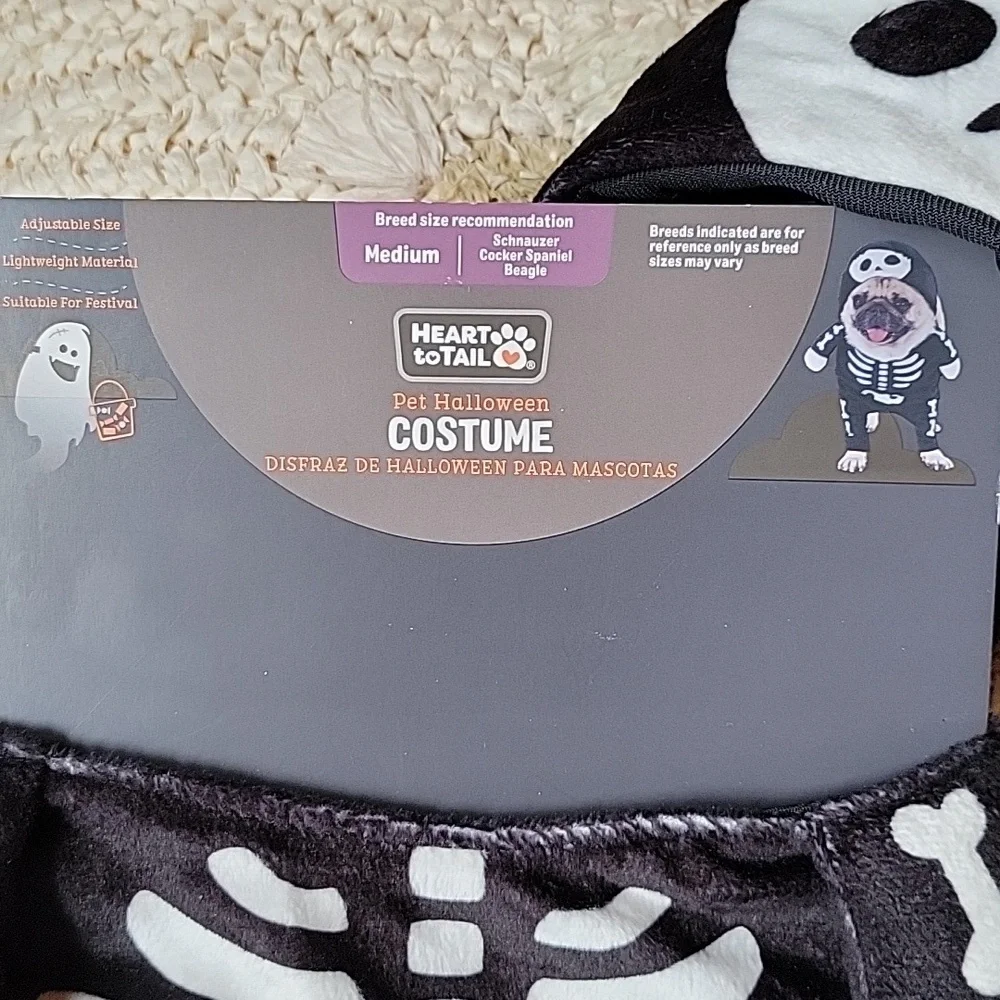 Heart to tail dog costumes, skeleton and witch, set of 2 (medium size dogs)